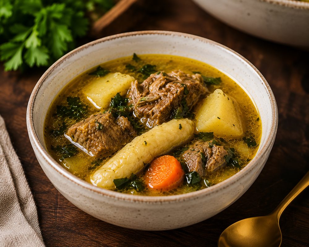 Small bowl of Haitian bouillon soup